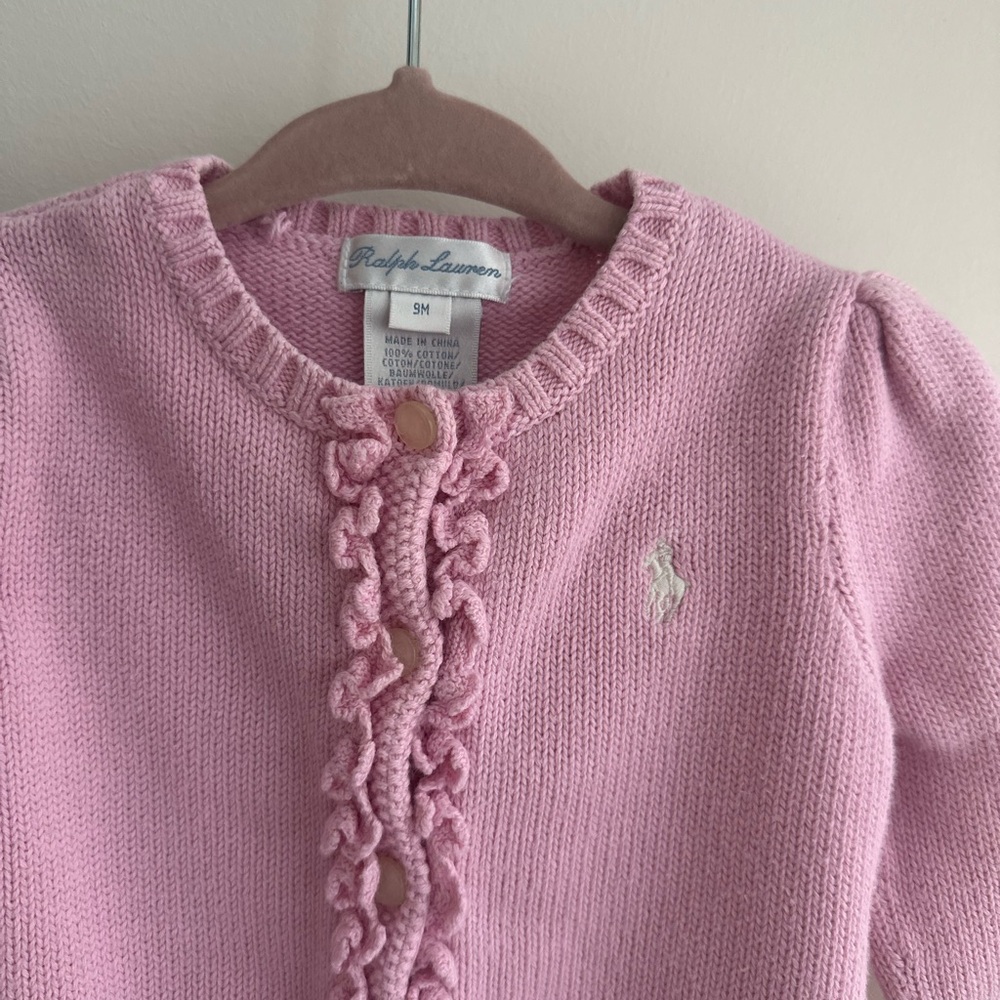 Baby Ralph Lauren • Ruffled Cotton Peplum Cardigan Sweater • 9 months